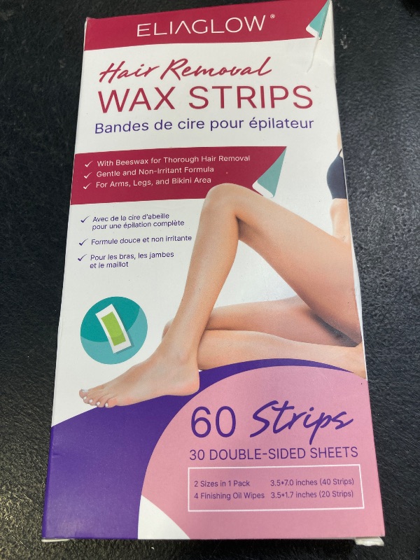 Photo 1 of Wax Strips Hair Removal for Women: ELIAGLOW 40 Waxing Strips Dual Sides & 4 Calming Oil Wipes