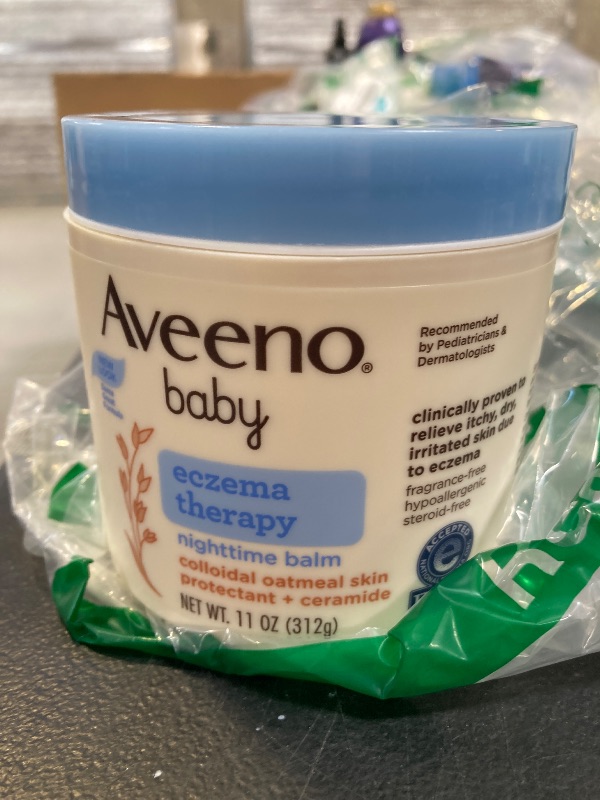 Photo 1 of Aveeno Baby Eczema Therapy Nighttime Moisturizing Body Balm, Soothes & Relieves Dry, Itchy Skin from Eczema, HSA/FSA Eligible, Hypoallergenic, Fragrance- & Steroid-Free, 11 oz