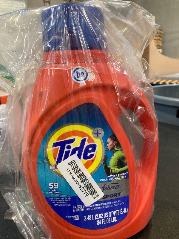 Photo 1 of Tide Plus Febreze Sport Odor Defense HE Turbo Clean Liquid Laundry Detergent, 84 fl oz, 59 loads
