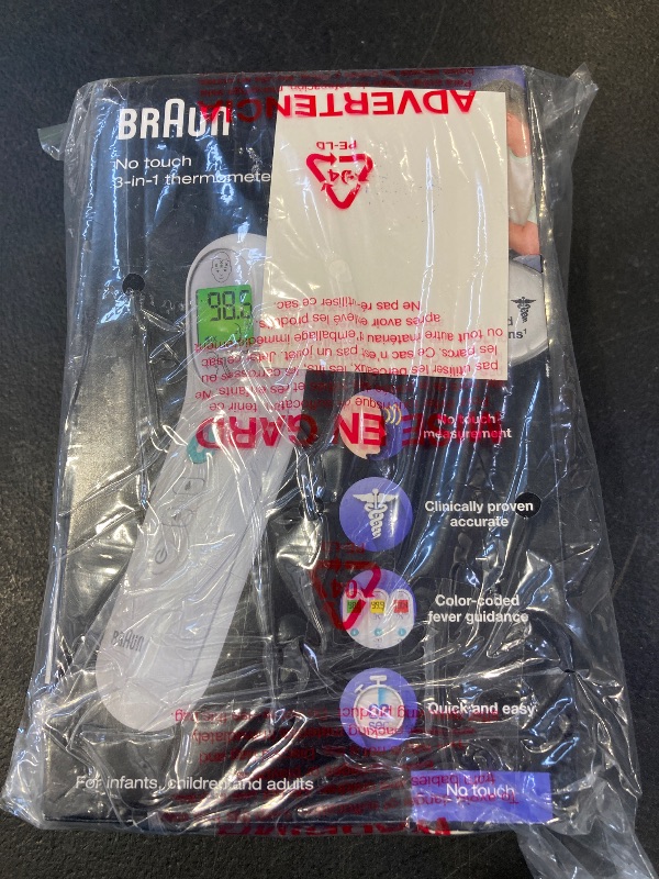 Photo 1 of Braun No Touch 3-in-1 Thermometer, Measures Forehead, Liquid and Food Temps, Professional Accuracy and Color Coded Fever Guidance for Babies, Kids, Toddlers and Adults, FSA and HSA Eligible