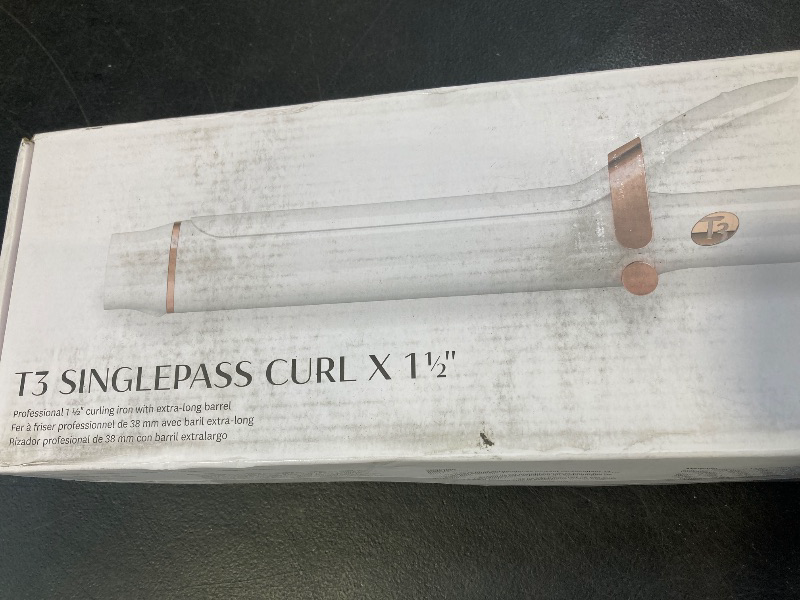 Photo 1 of T3 SinglePass Curl X Extra-Long Barrel Curling Iron with 9 Heat Settings and Ceramic Barrel for Fast Styling and Lasting Results on All Hair Types