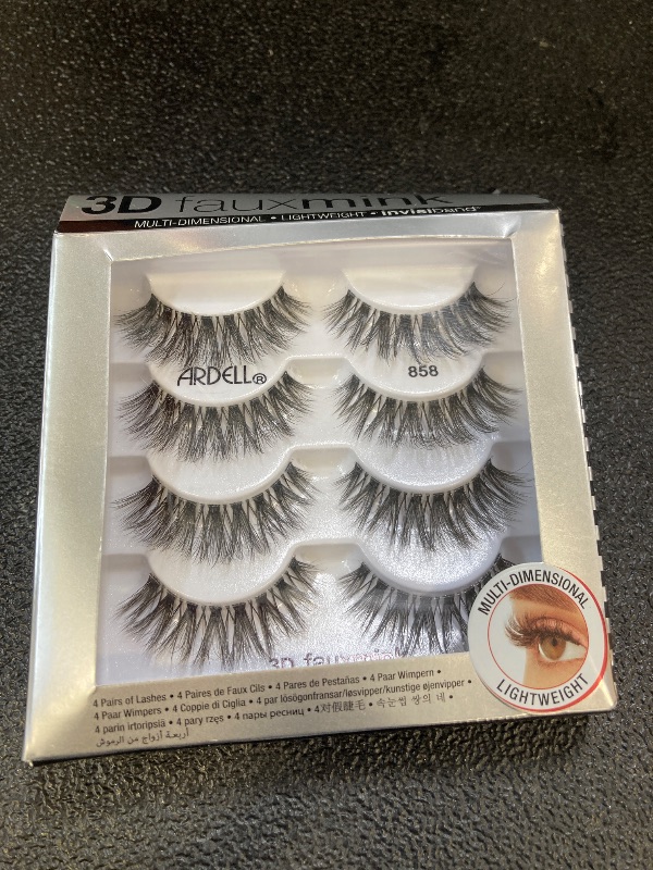 Photo 1 of Ardell 3D Faux Mink Lashes 858 - Lightweight False Eyelashes with Invisiband, Reusable Strip Lashes, 4 Pairs