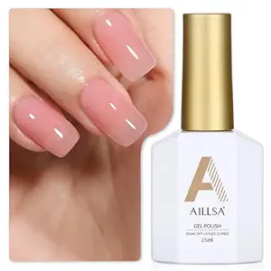 Photo 1 of AILLSA Milky Pink Gel Nail Polish Natural Nude Jelly Gel Polish Light Color Translucent Gel Polish Sheer Pink Neutral Nails Soak Off U V Gel for French Manicure Nail Salon at Home 0.51 Fl Oz /GB146