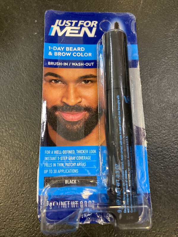 Photo 1 of Just for Men 1-Day Beard & Brow Color, Temporary Color for Beard and Eyebrows, For a Fuller, Well-Defined Look, Up to 30 Applications, Black
