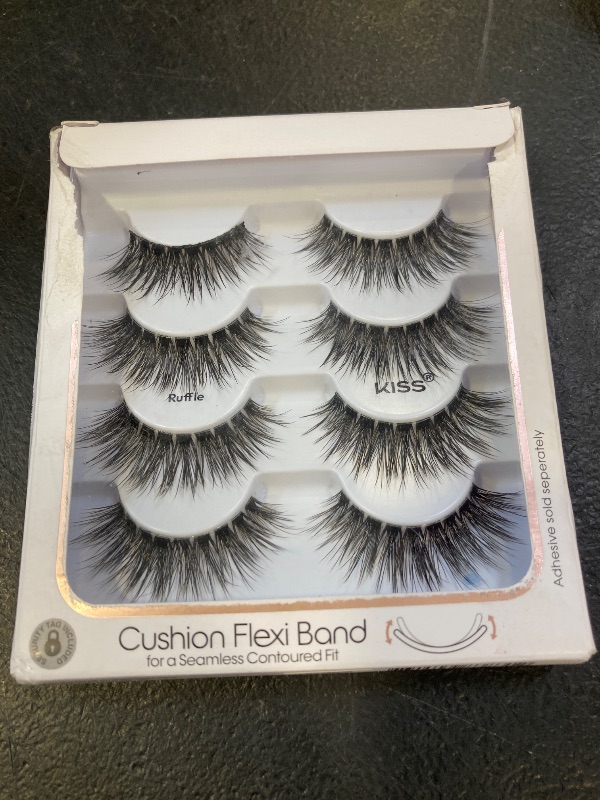Photo 1 of KISS Lash Couture Naked Drama Collection False Eyelashes Multipack 01 with Cushion Flexi Band, Style 'Ruffle', Full & Fluffy Volume, 4 Pairs Fake Eyelashes