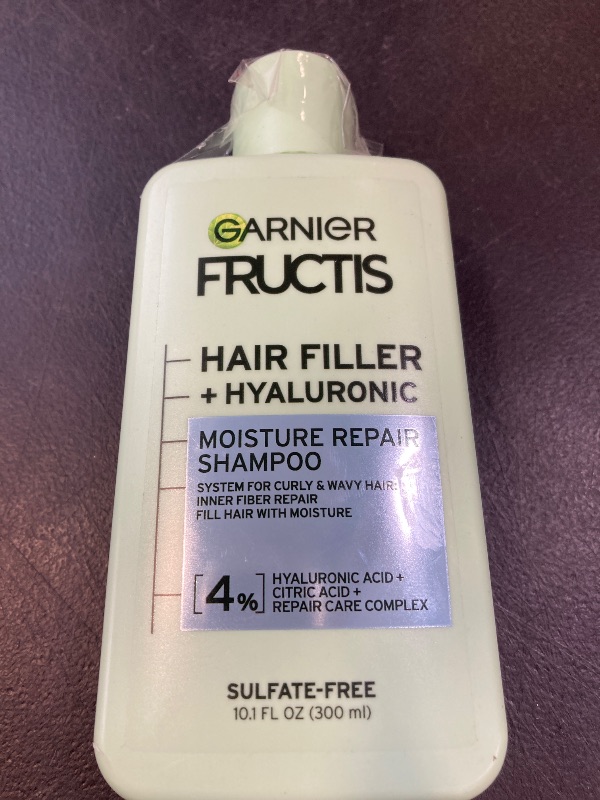 Photo 1 of Garnier Fructis Hair Filler Moisture Repair Shampoo, Sulfate Free Shampoo for Curly, Wavy Hair with Hyaluronic Acid, 10.1 Fl Oz, 1 Count