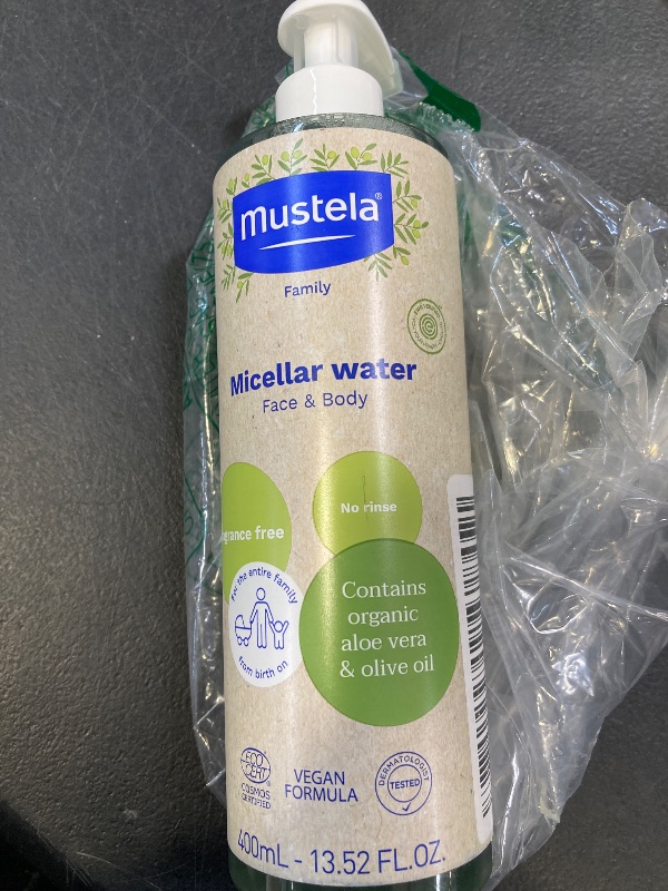 Photo 1 of Mustela Certified Organic Micellar Cleansing Water -No-Rinse Natural Water Cleanser w/ Olive Oil & Aloe Vera - For Baby, Kid & Adult - Fragrance Free, EWG Verified & Vegan -13.5 oz-Packaging may vary