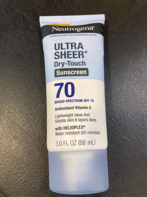 Photo 1 of Neutrogena Ultra Sheer Dry-Touch Water Resistant and Non-Greasy Sunscreen Lotion with Broad Spectrum SPF 70, 3 Fl Oz (Pack of 1)