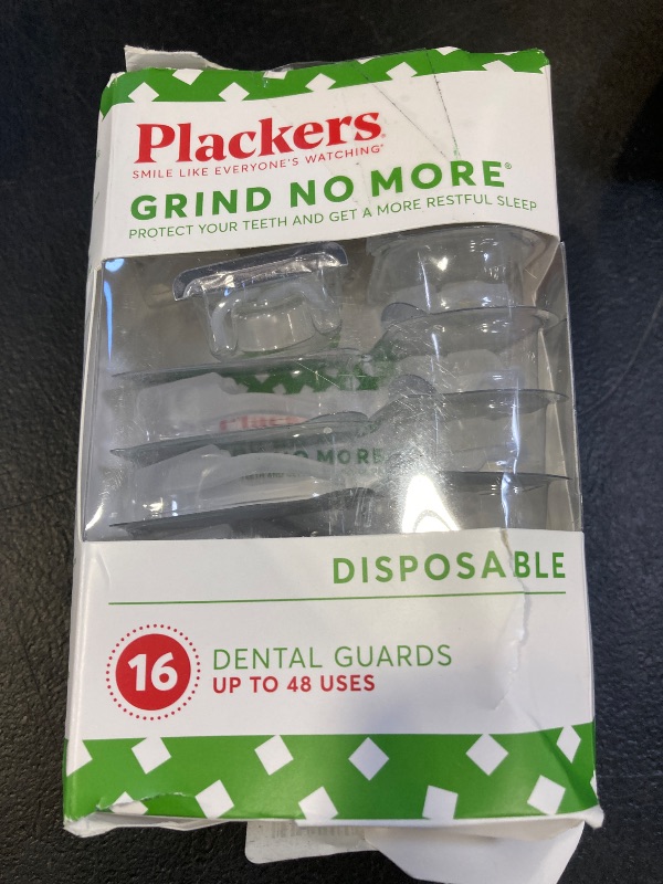 Photo 1 of Plackers Grind No More Night Guard, Nighttime Protection for Teeth, BPA Free, Sleep Well, Ready to Wear, Disposable, One Size Fits All, 16 Count