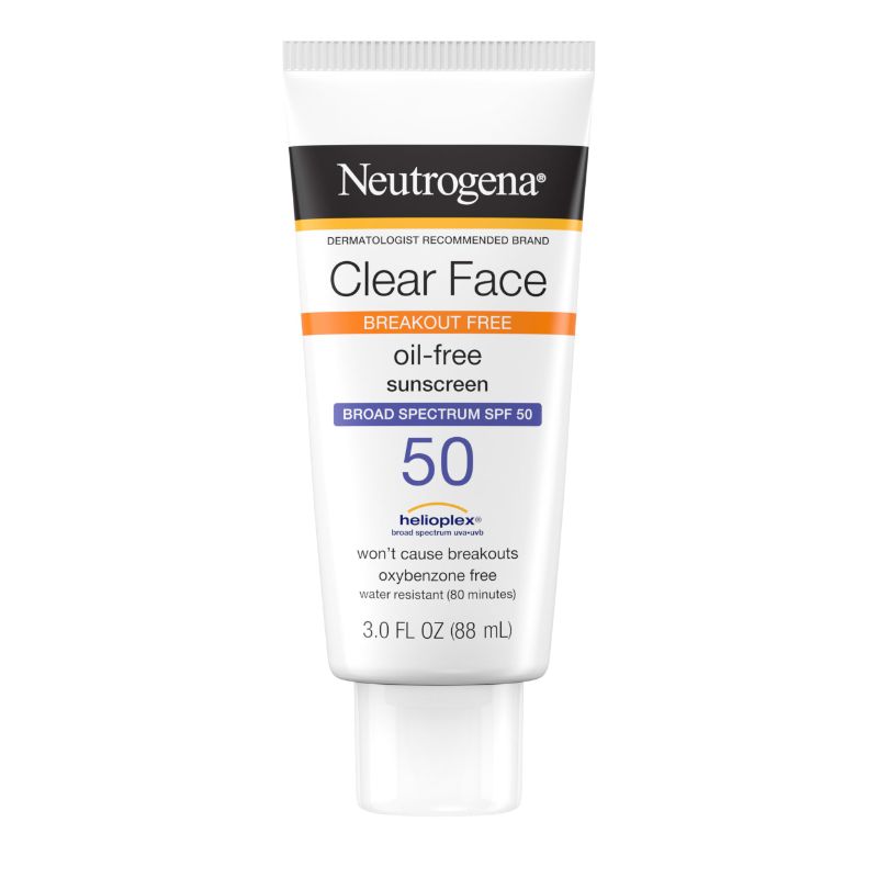 Photo 1 of Neutrogena Clear Face Sunscreen Lotion for Acne-Prone Skin, Broad Spectrum SPF 50 Facial Sunscreen for Oily Skin, Oil-, Fragrance- & Oxybenzone-Free Water Resistant Sunscreen, 3 fl. oz