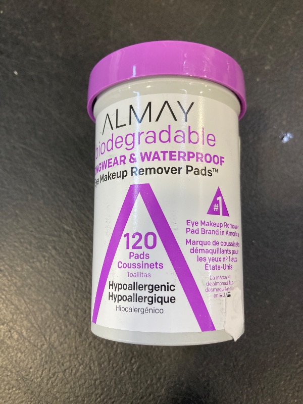 Photo 1 of Almay Biodegradable Makeup Remover Pads, Longwear & Waterproof, Hypoallergenic, Fragrance-Free, Dermatologist & Ophthalmologist Tested, 120 count