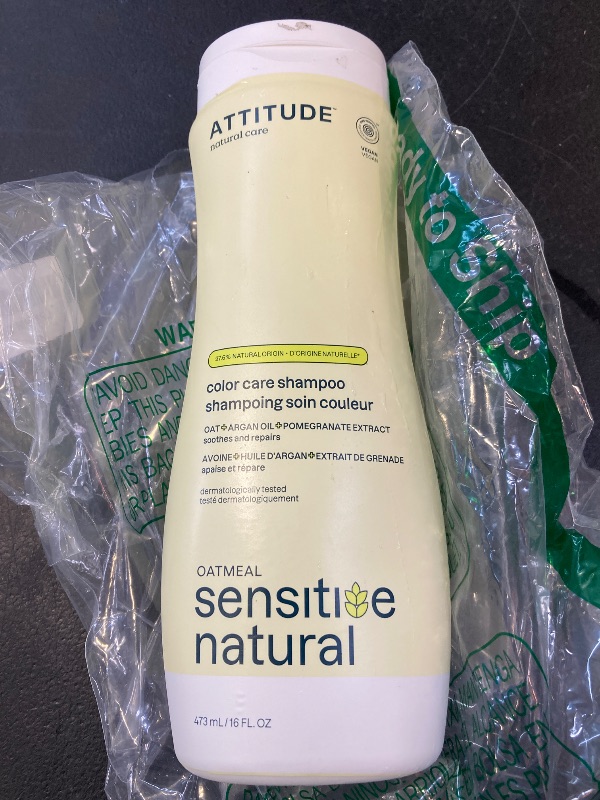 Photo 1 of ATTITUDE Hair Shampoo for Sensitive Dry Scalp, EWG Verified, Soothing Oat, Protects Color, Naturally Derived Ingredients, Vegan and Plant-Based, Color Care, Argan Oil, 16 Fl Oz
