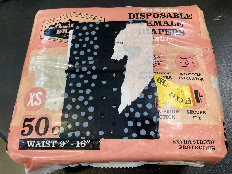 Photo 1 of Dr. Pol Female Dog Diapers – Super Absorbent, Breathable, Leak-Proof with Wetness Indicator, X-Small, 50 Count