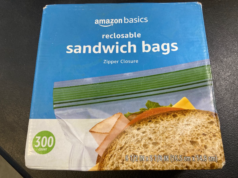 Photo 1 of Amazon Basics Sandwich Storage Bags, 300 Count (Previously Solimo)