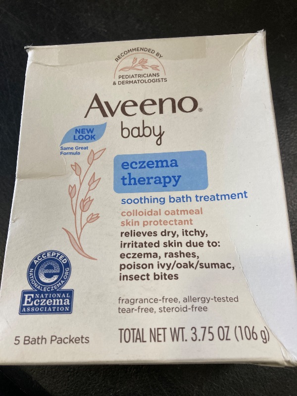 Photo 1 of Aveeno Baby Eczema Therapy Soothing Bath Treatment for Relief of Dry, Itchy and Irritated Skin, Made with Soothing Natural Colloidal Oatmeal, 5 ct.