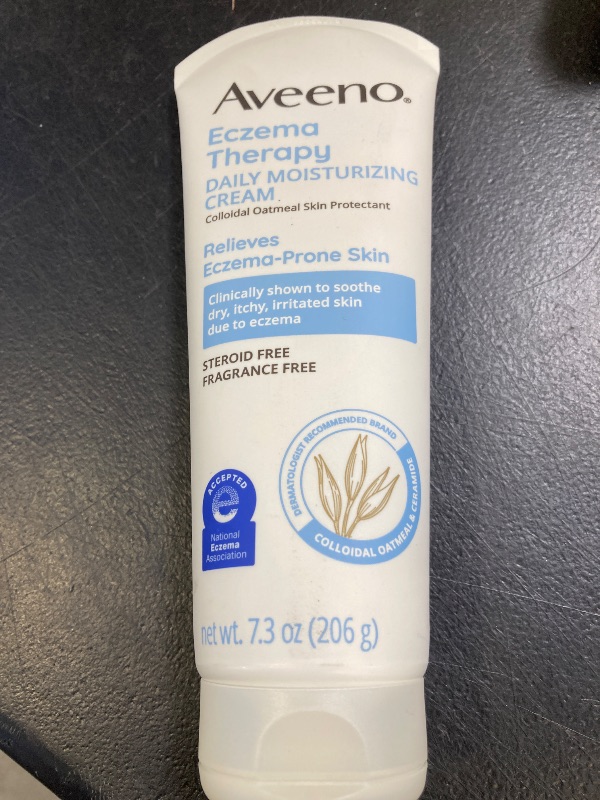 Photo 1 of Aveeno Eczema Therapy Daily Moisturizing Body Cream for Sensitive Skin, Soothing Eczema Relief Cream, Colloidal Oatmeal & Ceramide for Dry & Itchy Skin, Steroid- & Fragrance-Free, 7.3 oz