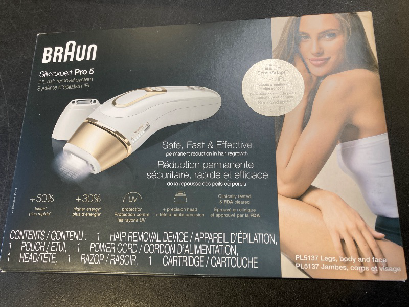 Photo 1 of Braun IPL at Home Laser Hair Removal for Women and Men, Silk Expert Pro 5 PL5137 with Venus Swirl Razor, Long-Lasting Reduction in Hair Regrowth for Body & Face, Corded, PL5137