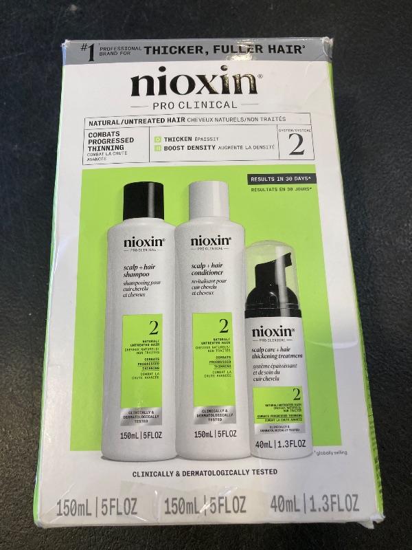 Photo 1 of Nioxin Scalp + Hair Thickening System 2 | For Natural Hair with Progressed Thinning | Boost Hair Density with Niacinamide & Biotin | Trial Size | 1 Month Supply