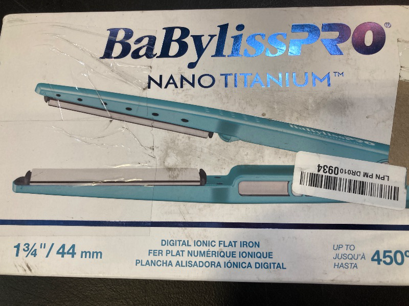 Photo 1 of BaBylissPRO Nano Titanium Ionic Flat Iron Hair Straightener, 1 3/4" Hair Straightener Iron for Smooth, Shiny, Frizz- Free Hair and All Hair Types