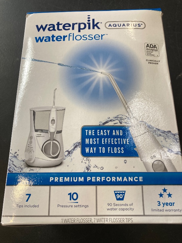 Photo 1 of Waterpik Aquarius Water Flosser For Teeth Cleaning, Gums, Braces, Dental Care, Electric Power With 10 Settings, 7 Tips For Multiple Users And Needs, ADA Accepted, White WP-660, Packaging May Vary