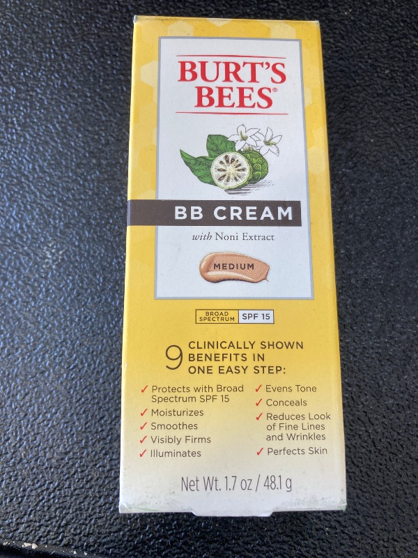 Photo 1 of Burt's Bees BB Cream With SPF 15, Broad-Spectrum Sunscreen Tinted Lotion for All Skin Types, 98.9 Percent Natural Origin Skin Care, Medium, 1.7 oz. Tube