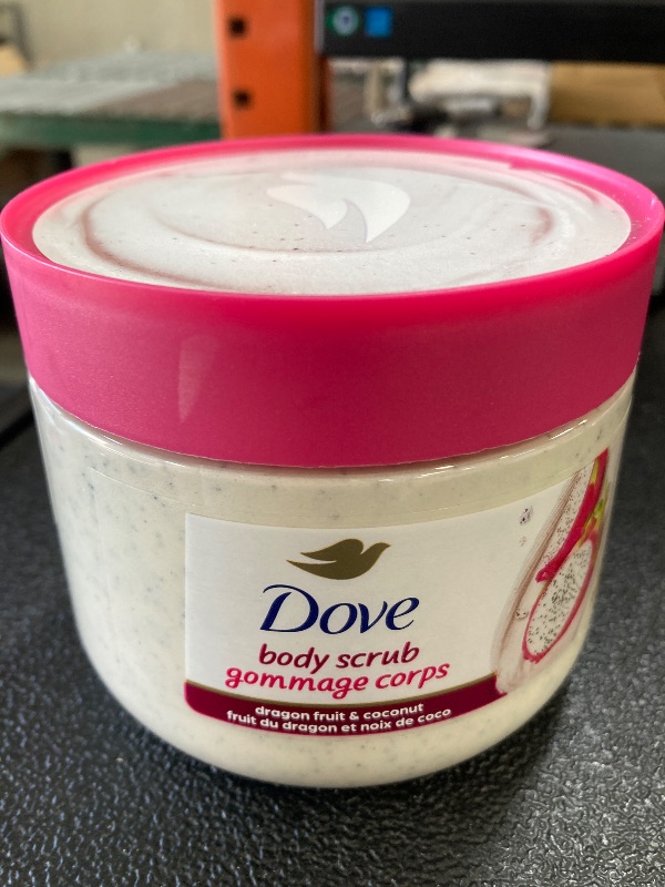 Photo 1 of Dove Body Scrub Dragon Fruit & Coconut Cream For Silky Smooth Skin Body Scrub Exfoliates and Provides Lasting Nourishment 15 oz