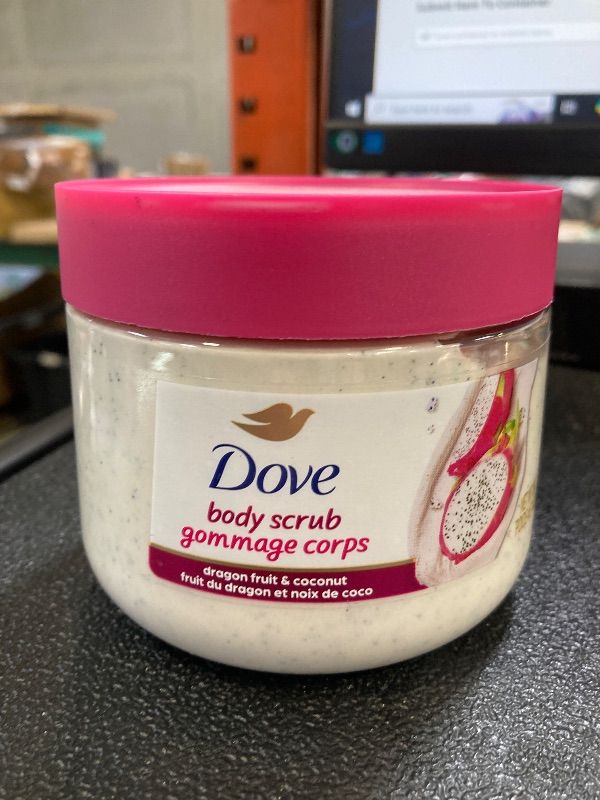 Photo 1 of Dove Body Scrub Dragon Fruit & Coconut Cream For Silky Smooth Skin Body Scrub Exfoliates and Provides Lasting Nourishment 15 oz