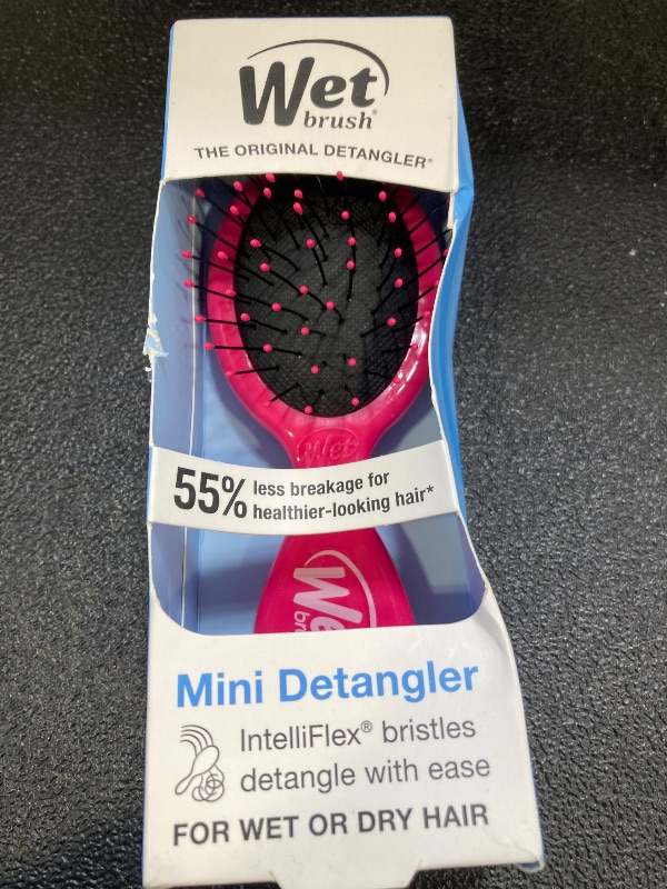 Photo 1 of Wet Brush Mini Detangler Hair Brush, Pink, Detangling Travel Hairbrush, Ultra-Soft IntelliFlex Bristles Glide Through Tangles with Ease, Pain-Free, All Hair Types