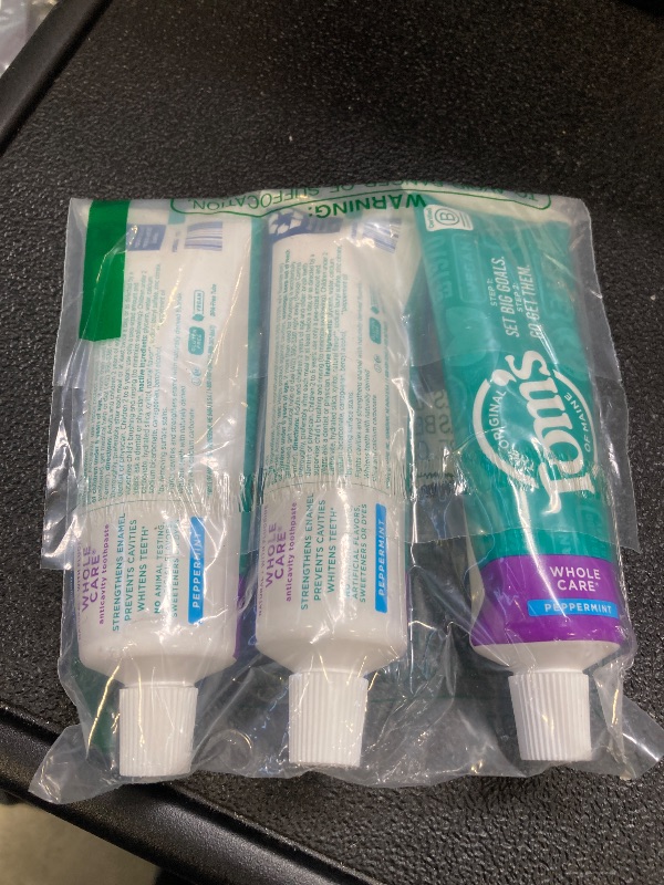 Photo 1 of Tom's of Maine Whole Care Natural Toothpaste with Fluoride, Peppermint, 4 oz. 3-Pack (Packaging May Vary)