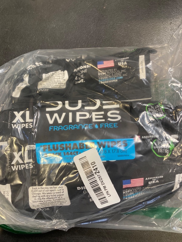 Photo 1 of DUDE Wipes - Flushable Wipes - 3 Pack, 144 Wipes - Unscented Extra-Large Adult Wet Wipes - Vitamin-E & Aloe - Septic and Sewer Safe