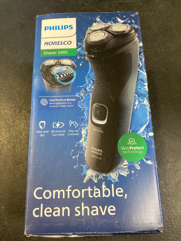 Photo 1 of Philips Norelco Shaver 2400 Series, Wet and Dry Electric Shaver, Pop-up Trimmer, P-Cap, Deep Black, Model X3001/90