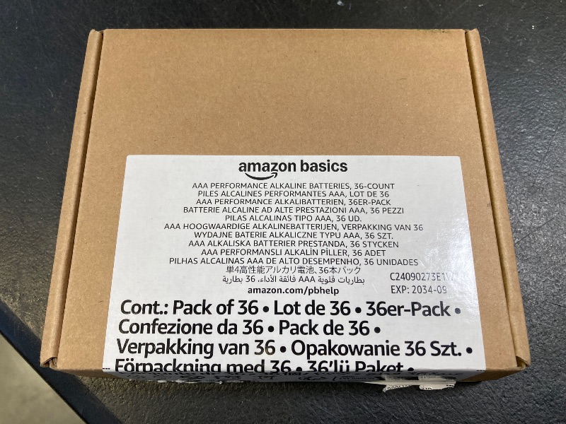 Photo 1 of Amazon Basics AAA Alkaline High-Performance Batteries, 1.5 Volt, 10-Year Shelf Life, 36 Count (Pack of 1)