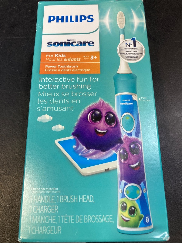 Photo 1 of Philips Sonicare for Kids 3+ Bluetooth Connected Rechargeable Electric Power Toothbrush, Interactive for Better Brushing, Turquoise, HX6321/02
