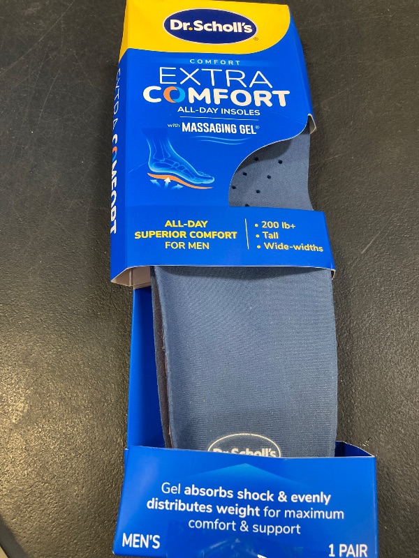 Photo 1 of Dr. Scholl’s Extra Comfort Support Insoles Men, Size 8-14, 1 Pair: All-Day Comfort Shoe Inserts with Massaging Gel for Big & Tall Men, 200lbs+, Wide Feet - Arch Support Inserts for Men, Trim to Fit