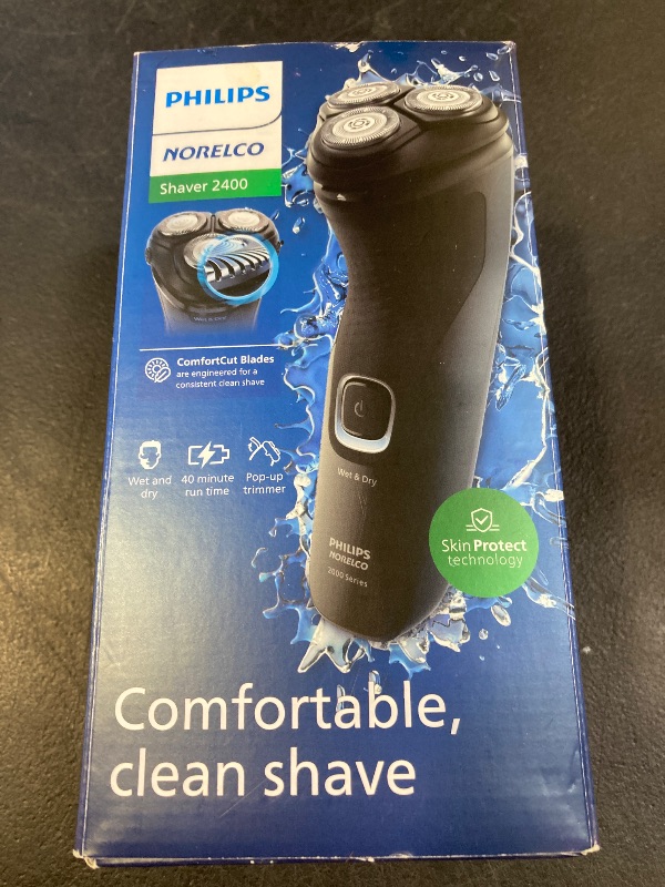 Photo 1 of Philips Norelco Shaver 2400 Series, Wet and Dry Electric Shaver, Pop-up Trimmer, P-Cap, Deep Black, Model X3001/90