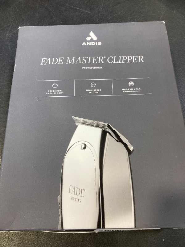 Photo 1 of Andis 01820 Professional Fade Master Hair Clipper, Adjustable Carbon Steel Fade Blade Clipper - Zero Gap, Unbreakable Aluminium Housing, Chrome, Silver