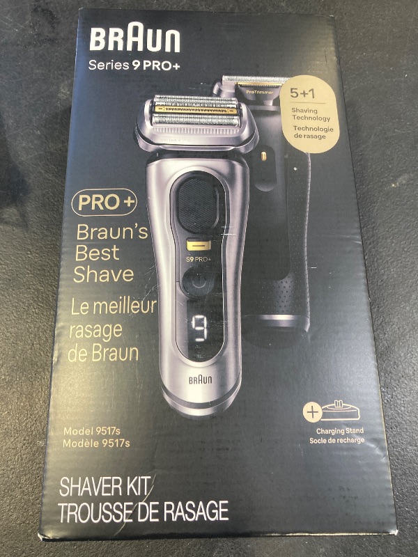 Photo 1 of Braun Series 9 9517s PRO+ Electric Razor for Men, 5 Pro Shave Elements & Precision Long Hair ProTrimmer, Charging Stand, Braun’s Best for Smooth Skin, Wet & Dry Electric Razor with 60min Runtime
