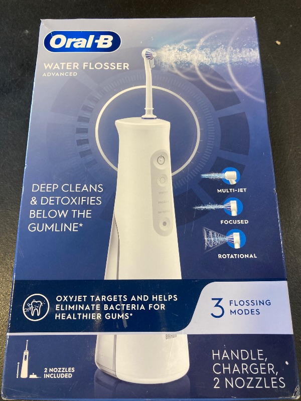 Photo 1 of Oral-B Water Flosser Advanced, Cordless Portable Oral Irrigator Handle with 2 Nozzles