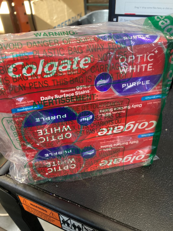 Photo 1 of Colgate Optic White Purple Toothpaste for Teeth Whitening, Enamel-Safe Mint, 3 Pack, 4.2 oz