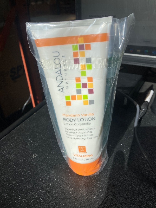 Photo 1 of Andalou Naturals Vitalizing Body Lotion, Mandarin Vanilla Body Moisturizer, 8 Oz, Shea Butter, Cocoa Butter, Argan Oil, Rosehip Oil & Aloe Vera, Vegan