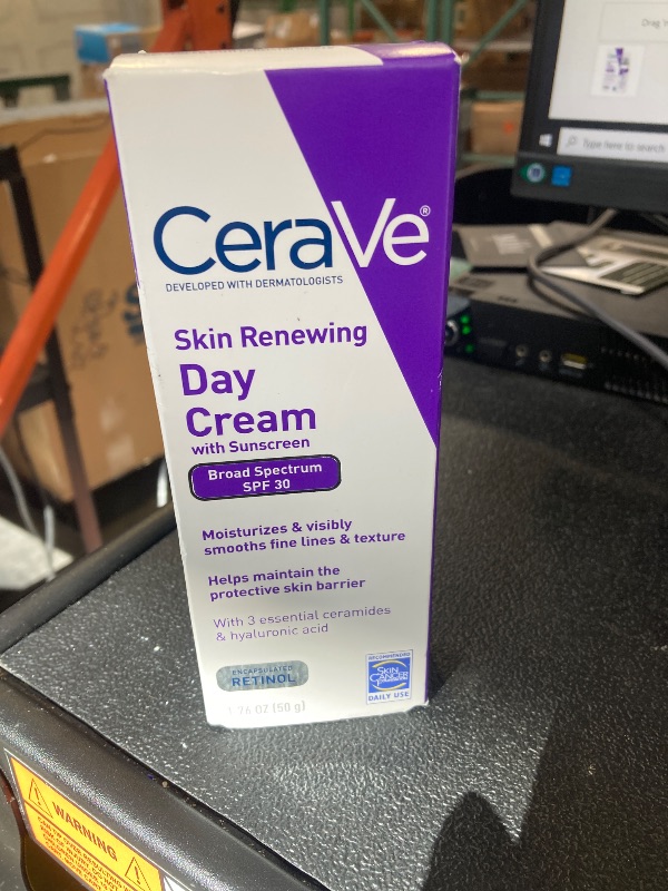 Photo 1 of CeraVe Anti-Aging Face Cream SPF 30, Anti-Wrinkle Retinol Cream with Hyaluronic Acid and Ceramides, 1.76 oz