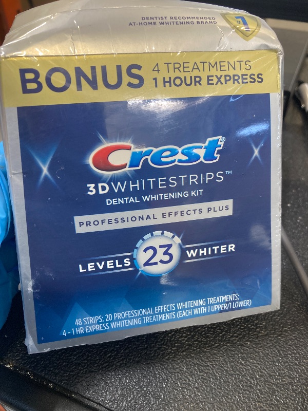 Photo 1 of Crest 3D Whitestrips Professional Effects Plus, 3D White, Teeth Whitening Strip Kit, 48 Strips (24 Count Pack), Crest Teeth Whitening Strips, Teeth Whitening Kit