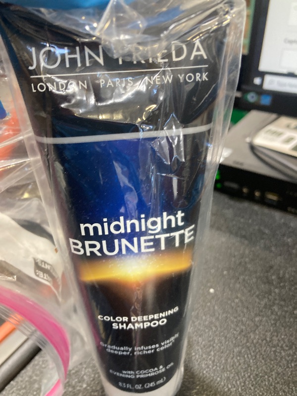Photo 1 of John Frieda Midnight Brunette Shampoo, Color Deepening Shampoo to Enhance and Refresh Brunette Tones, Cocoa and Primrose Oil-Infused Shampoo to Revive Brunette Color, 8.3 Oz