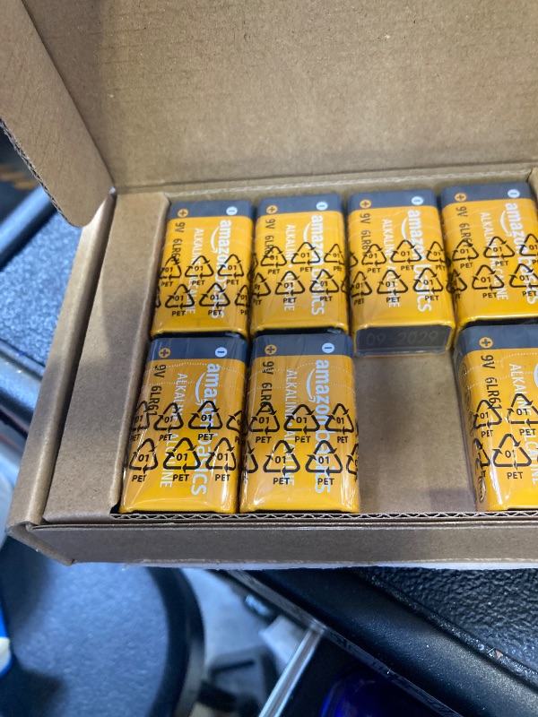 Photo 1 of Amazon Basics 8-Pack 9V Alkaline Batteries, 5-Year Shelf Life - for Smoke/CO Detector, Electronics & Audio