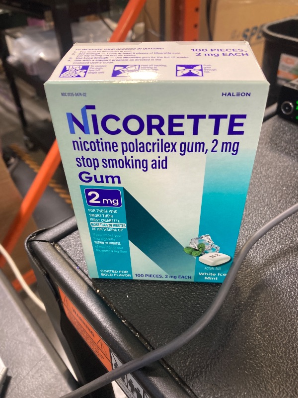 Photo 1 of Nicorette Nicotine Gum Stop Smoking Aid, 2 mg, White Ice Mint Flavor - 100 Count
Exp 08/2027