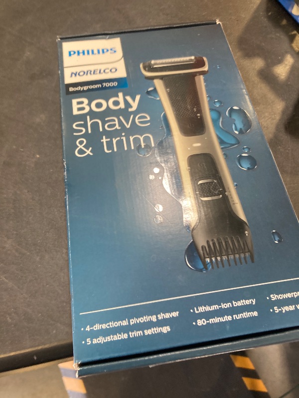 Photo 1 of Philips Norelco Bodygroom 7000 Series, Showerproof Groin and Body Trimmer for Men, Precise Body Grooming, Adjustable Comb, Safe Even Below The Belt, 80 Min. Runtime, Model BG7030/49