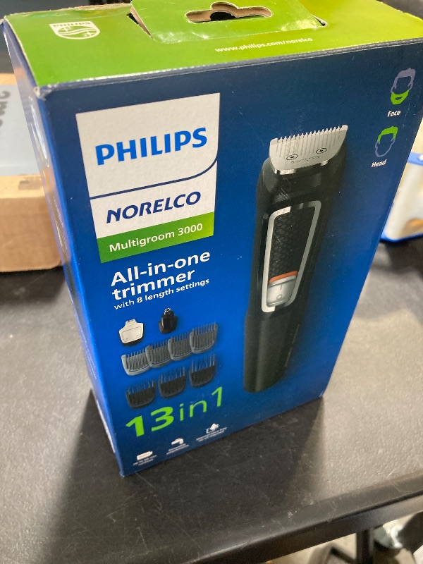 Photo 1 of Norelco Philips Multi Groomer All-in-One Trimmer Series 3000-13 Piece Mens Grooming Kit for Beard, Face, Nose, Ear Hair Trimmer and Hair Clipper - NO Blade Oil Needed, MG3740/40