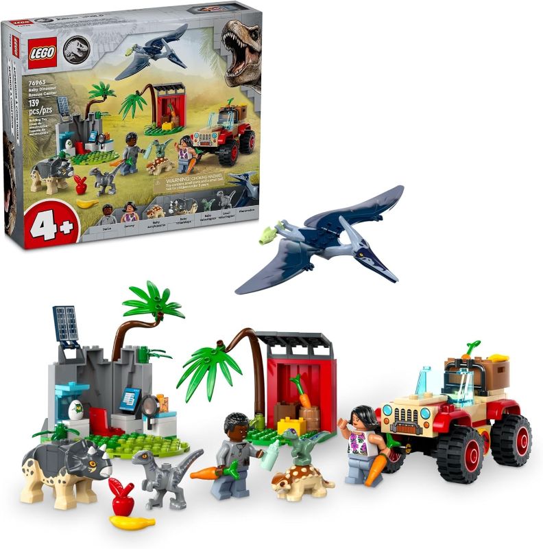 Photo 1 of LEGO Jurassic World Baby Dinosaur Rescue Center, Building Set for Kids with a Toy Car and 5 Dinosaur Figures Including a Triceratops and Velociraptor, Dinosaur Toy for Boys and Girls Ages 4+
