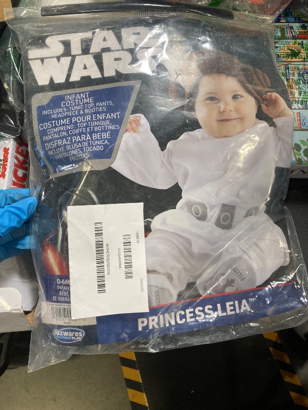 Photo 1 of Star Wars Princess Leia Official Infant Deluxe Costume - Premium Printed Jumpsuit with Attached Booties and Cap (0-6M)