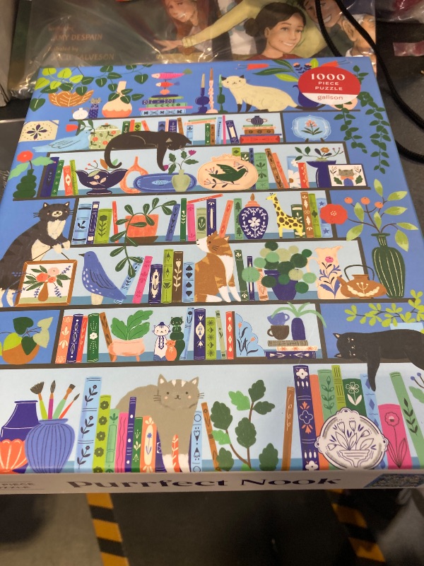 Photo 1 of Galison Purrfect Nook – 1000 Piece Jigsaw Puzzle Featuring Artwork of A Lively Cozy Shelf Made for Bibliophiles and Cat Lovers Alike
